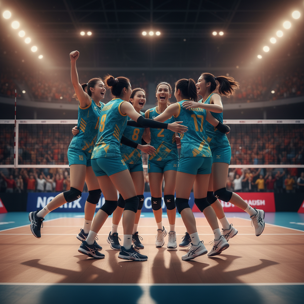 Thai volleyball team celebrating