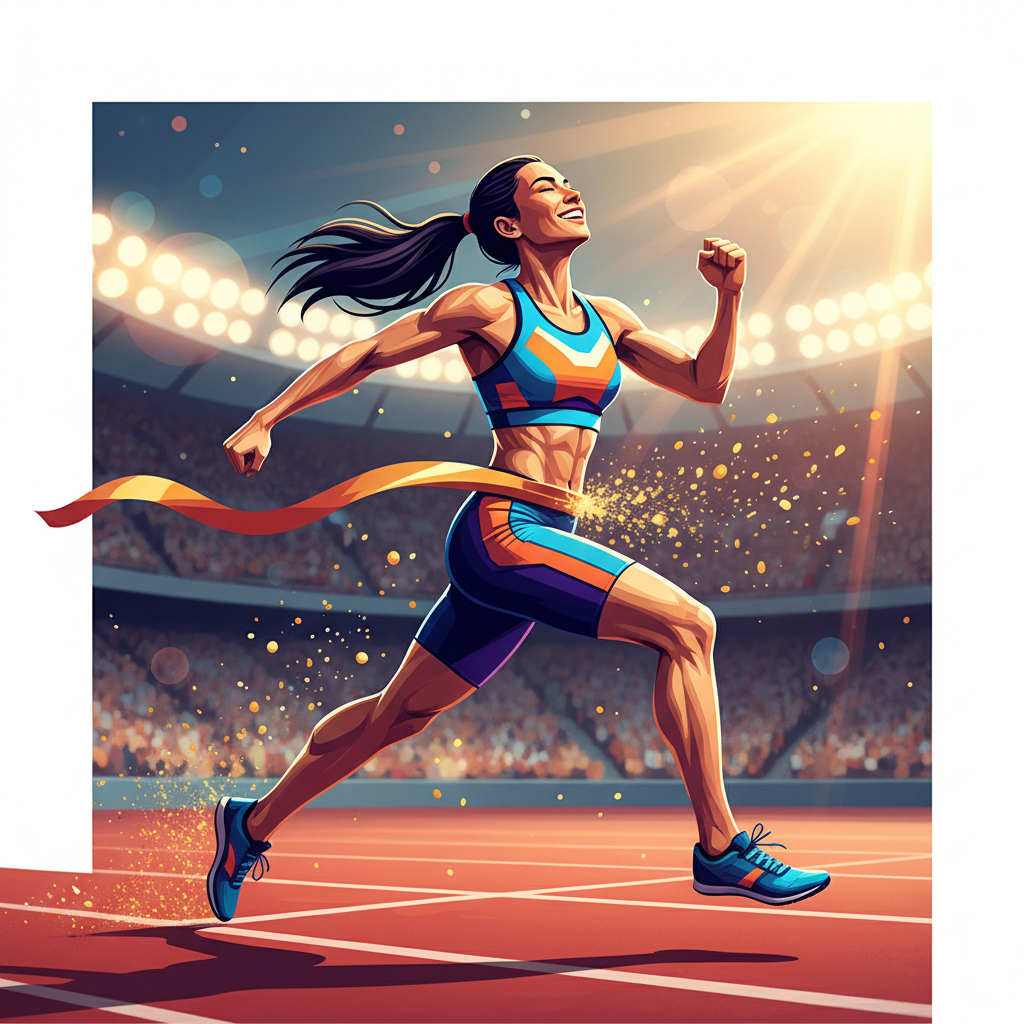 นักวิ่งหญิงเข้าเส้นชัย