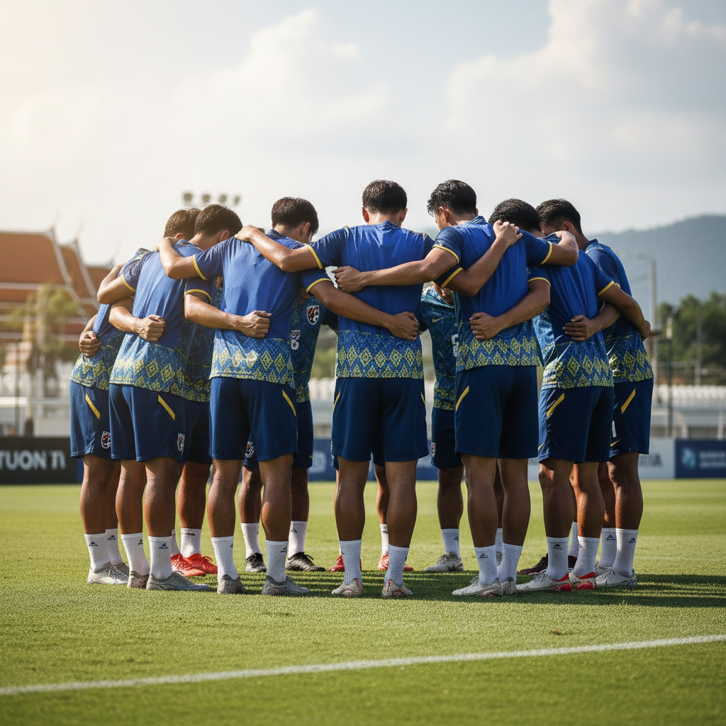 ทีมฟุตบอลชาติไทยกำลังฝึกซ้อม